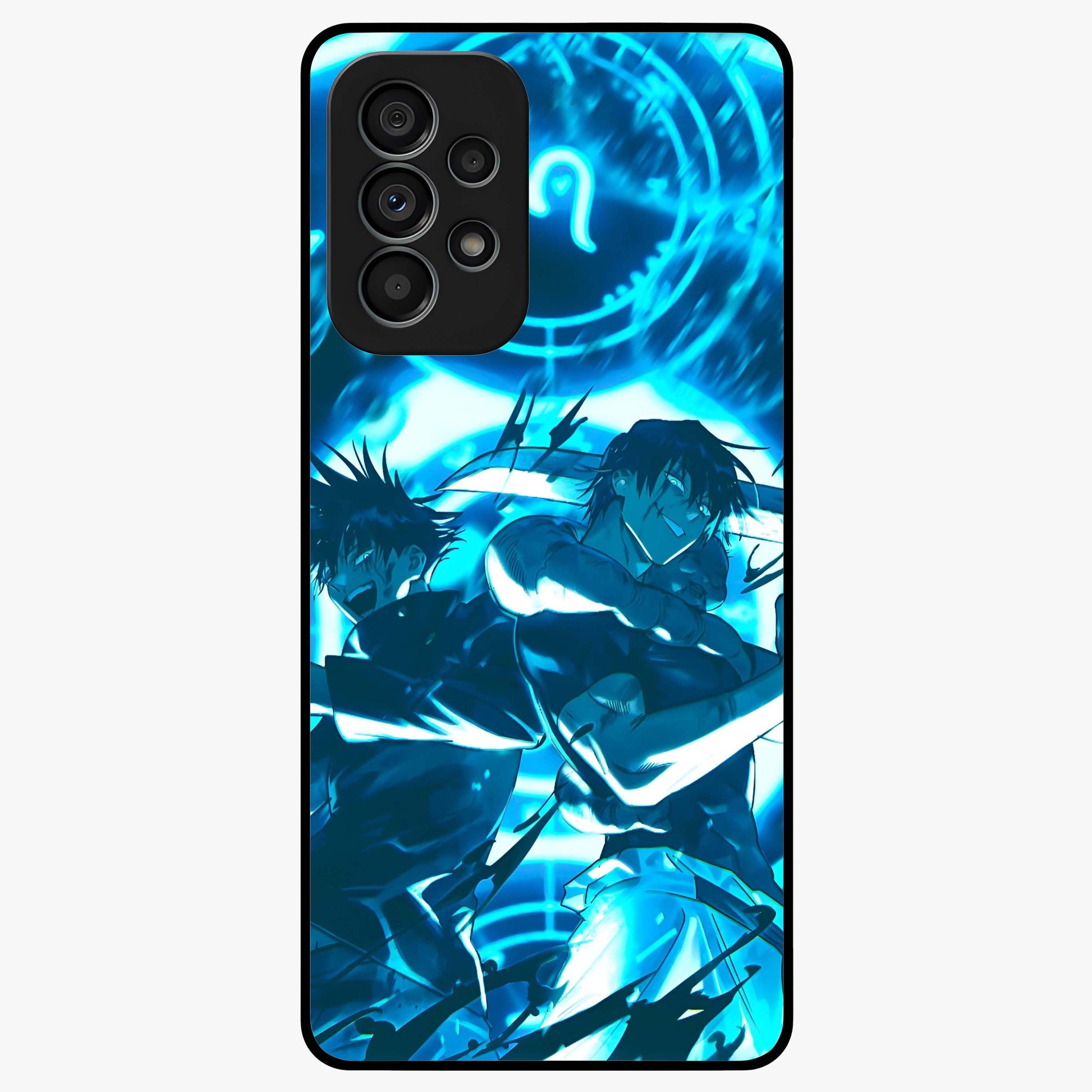 Cursed Energy Clash Glass Case showing flat back view with intense cursed energy artwork and glossy glass finish.