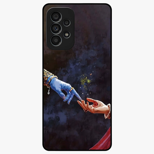 Divine Touch Eternal Glass Case showing flat back view with spiritual themed artwork and glossy glass finish.