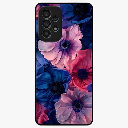 Flower Paper Art Pattern Glass Case showing flat back view with paper cut style floral artwork and glossy glass finish.