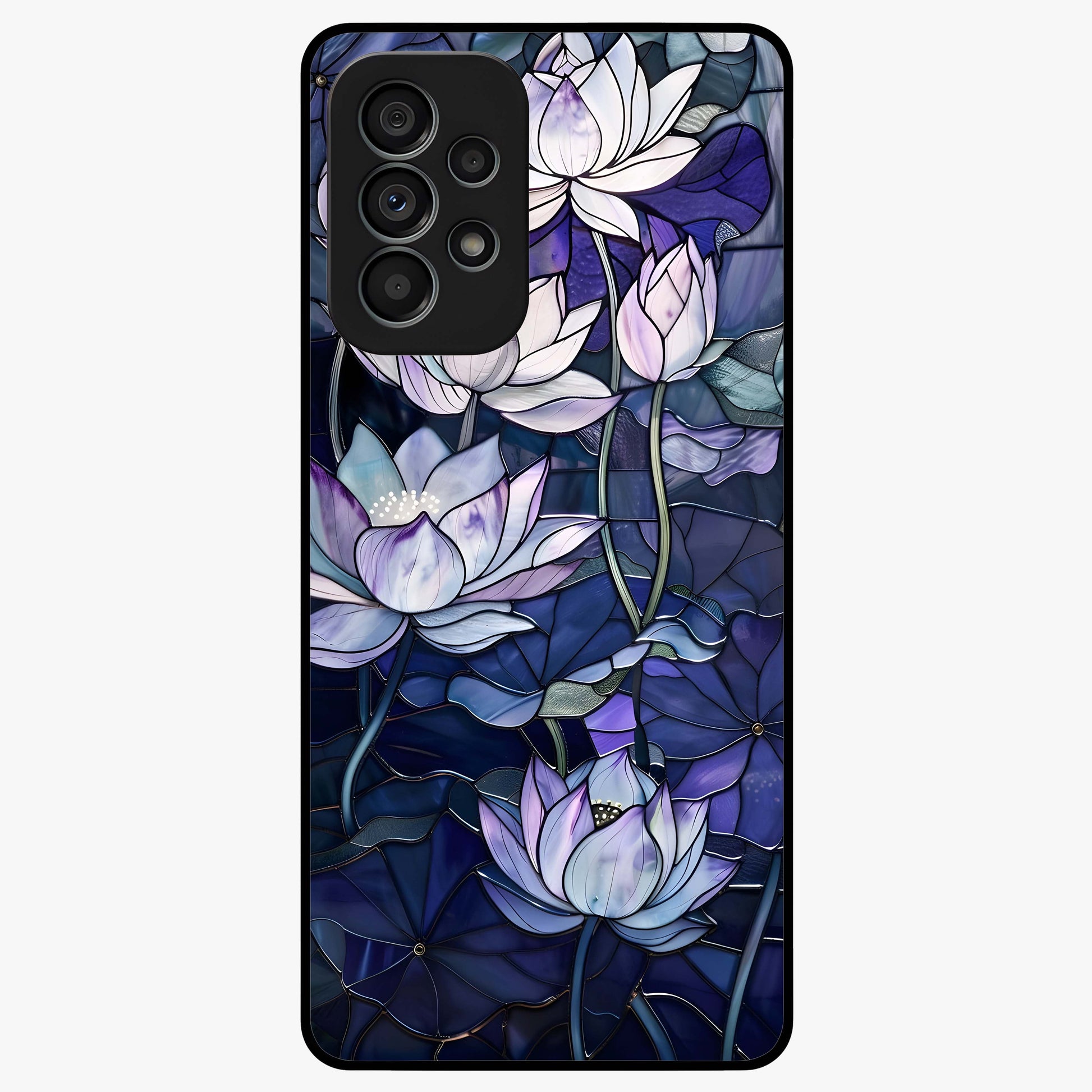Gloss Petal Rush Glass Case showing flat back view with glossy flower petal artwork and smooth glass finish.