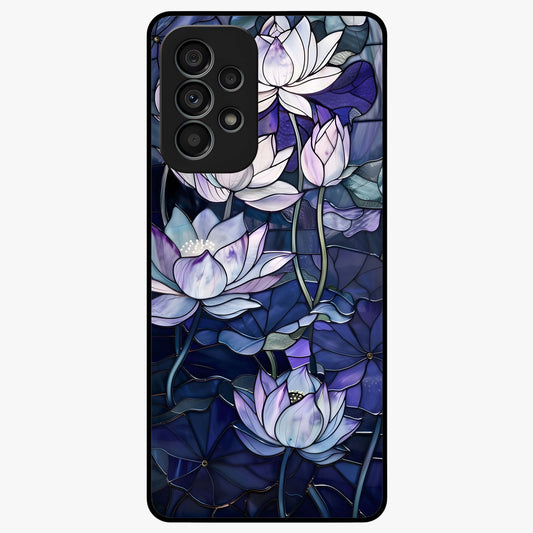 Gloss Petal Rush Glass Case showing flat back view with glossy flower petal artwork and smooth glass finish.