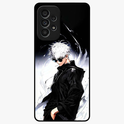 Limitless Shadow King Glass Case showing flat back view with powerful shadow warrior artwork and glossy glass finish.