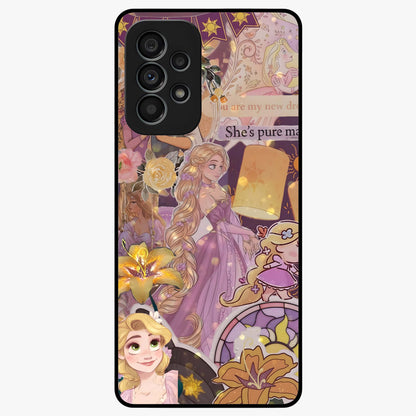 Magical Tangled Dream Glass Case showing flat back view with dreamy tangled artwork and glossy glass finish.