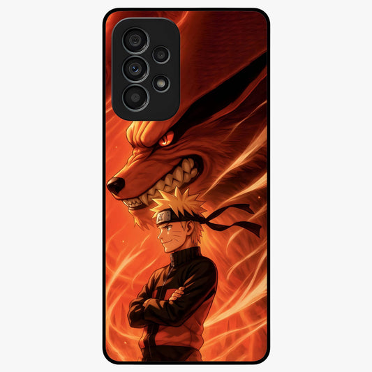 Nine Tails Legacy Glass Case showing flat back view with powerful nine-tailed fox inspired artwork and glossy glass finish.