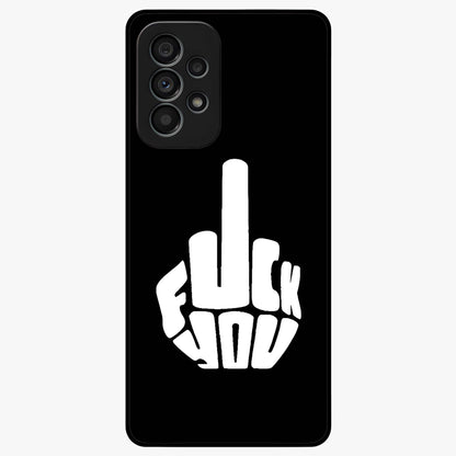 Rebel Mode On Glass Case showing flat back view with bold rebellious typography artwork and glossy glass finish.