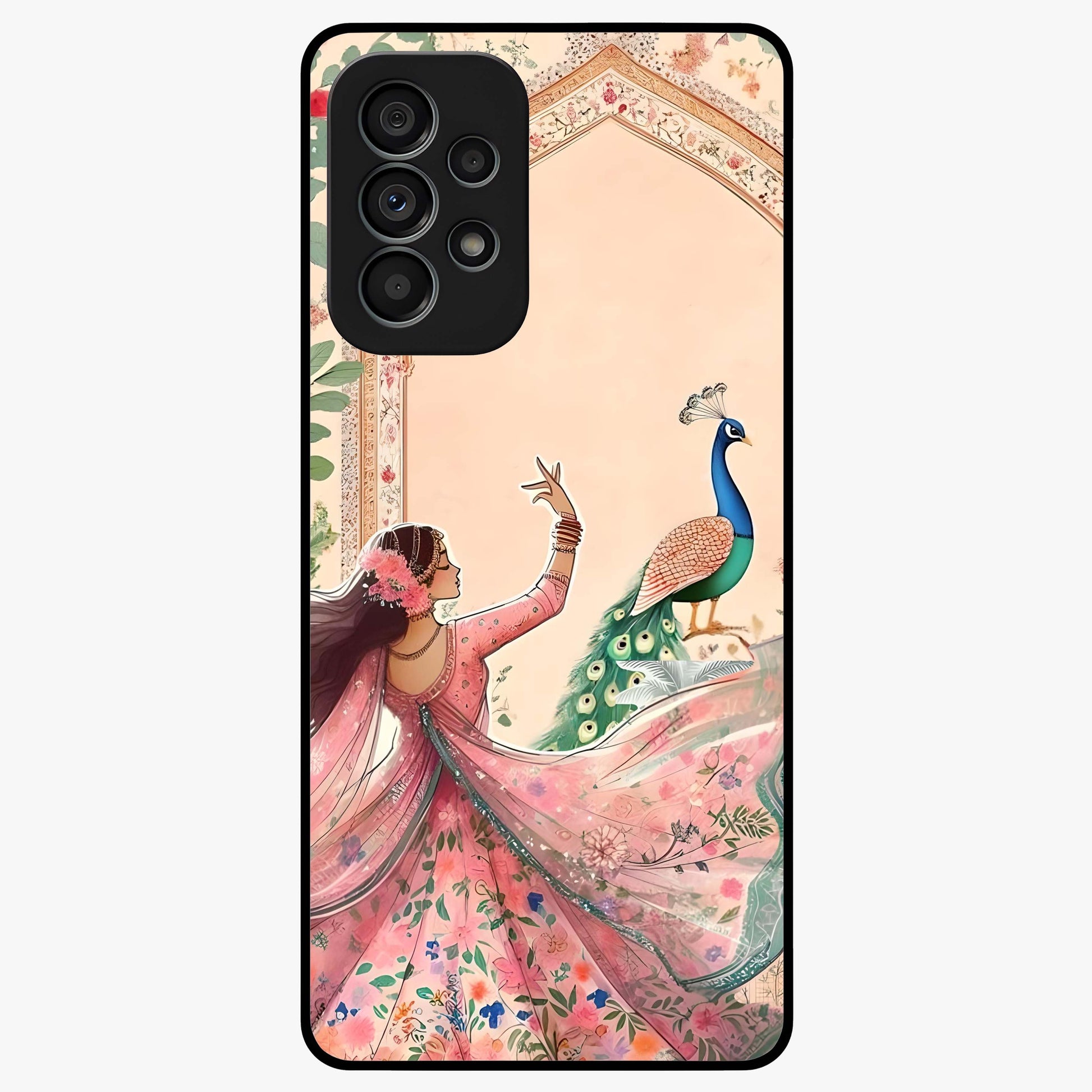 Royal Grace Muse Glass Case showing flat back view with elegant artistic artwork and glossy glass finish.