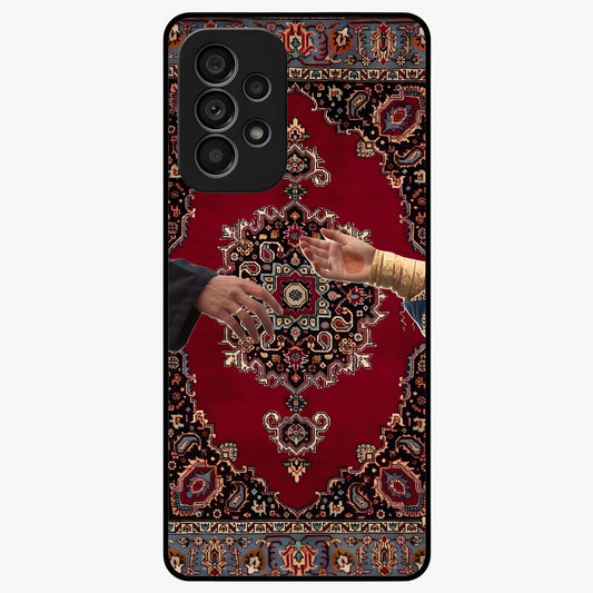 Royal Touch Reach Glass Case showing flat back view with elegant royal themed artwork and glossy glass finish.