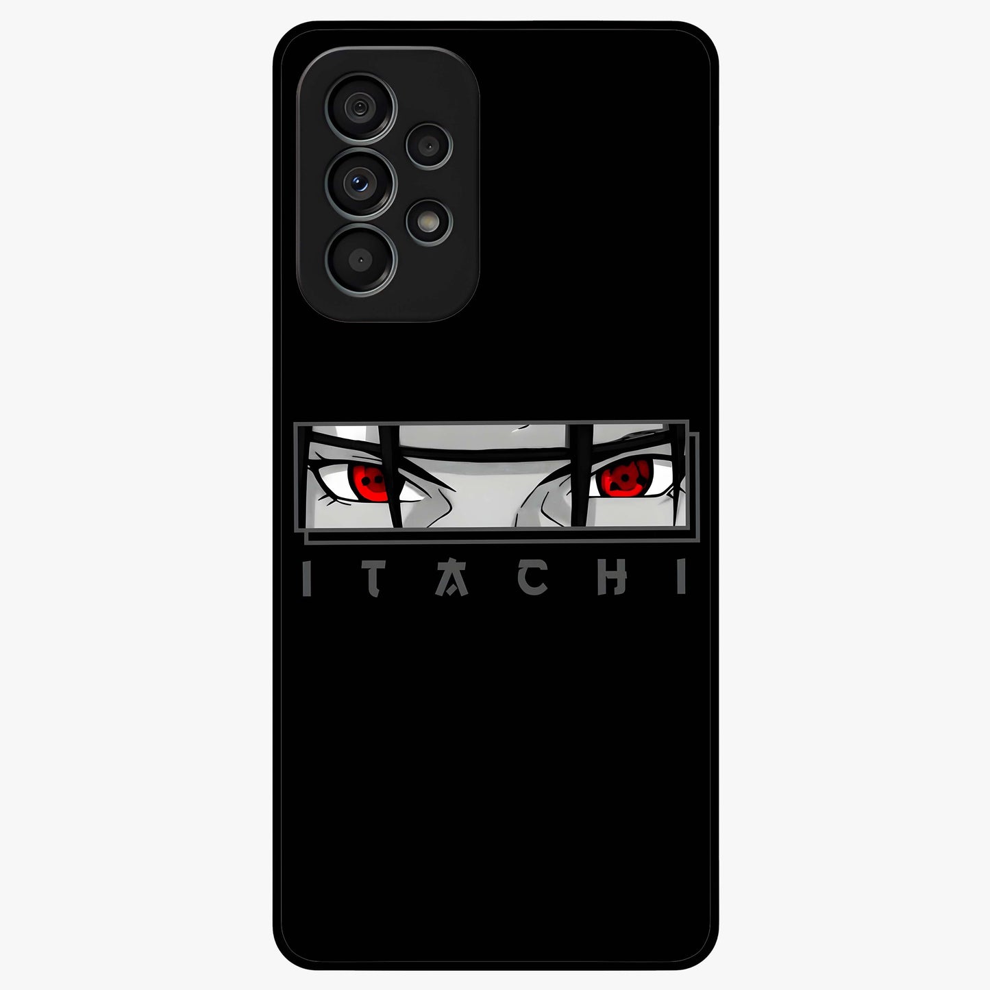 Scarlet Gaze Dominance Glass Case showing flat back view with striking red themed artwork and glossy glass finish.