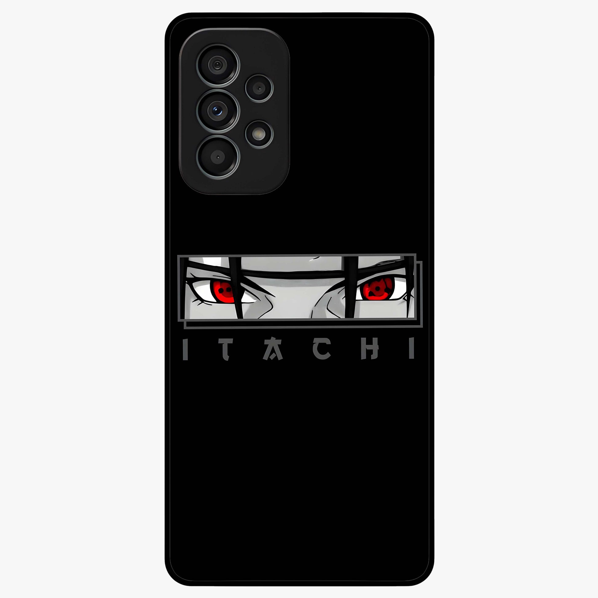 Scarlet Gaze Dominance Glass Case showing flat back view with striking red themed artwork and glossy glass finish.