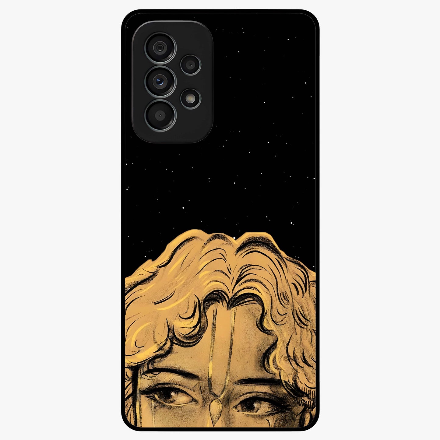 Shri Krishna Art Glass Case showing flat back view with devotional Krishna artwork and glossy glass finish.
