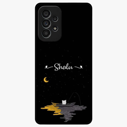 Silent Night Row Glass Case showing flat back view with calm night themed artwork and glossy glass finish.