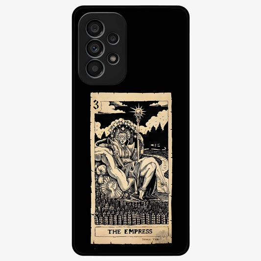 The Empress Glass Case showing flat back view with regal feminine artwork and glossy glass finish.