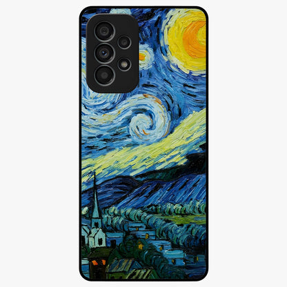 Van Gogh Art Glass Case showing flat back view with classic painterly artwork inspired by Van Gogh style and glossy glass finish.