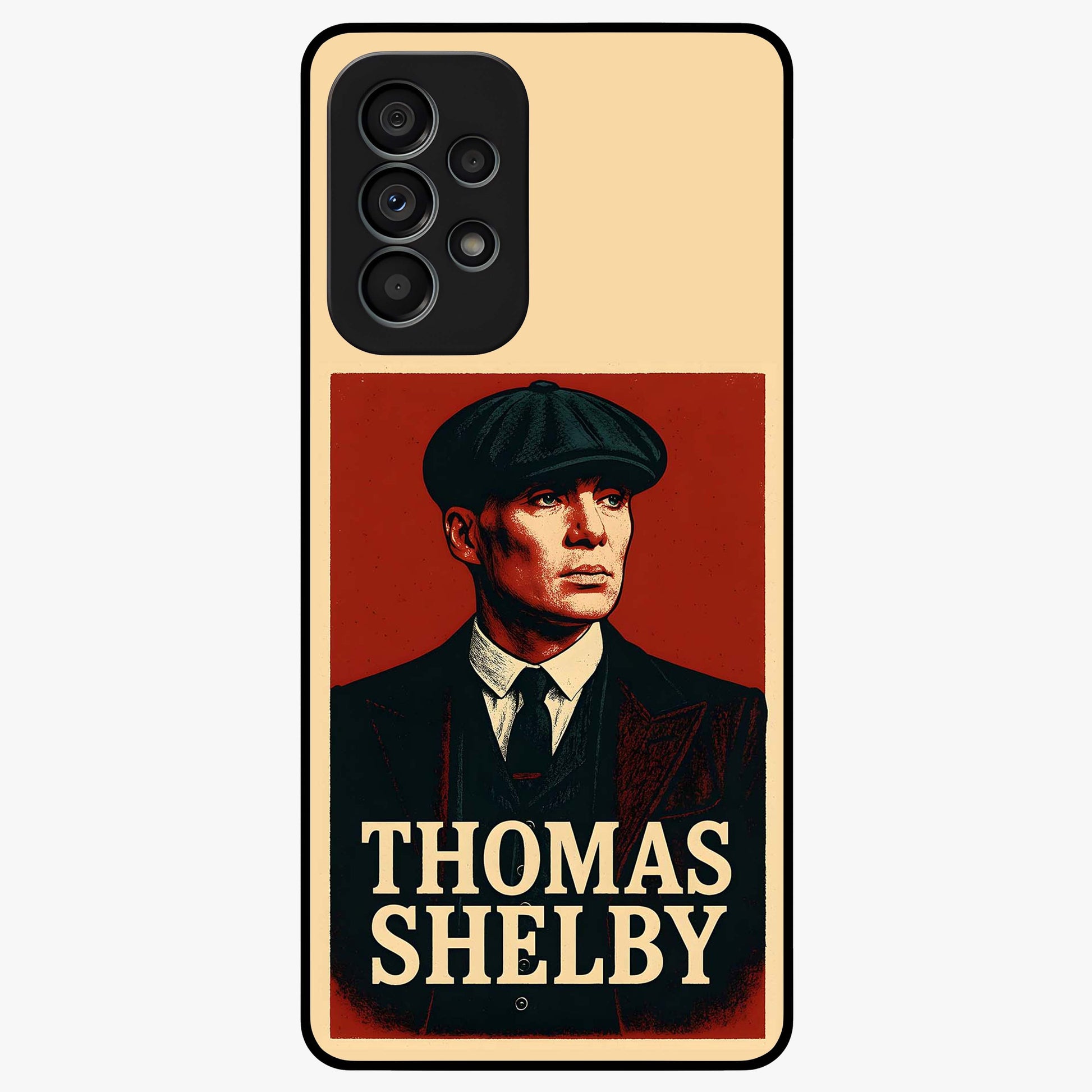 Vintage Mafia Authority Glass Case showing flat back view with bold vintage mafia inspired artwork and glossy glass finish.