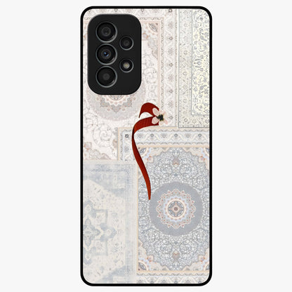 White Aesthetic Bow Glass Case showing flat back view with minimal bow artwork and glossy glass finish.