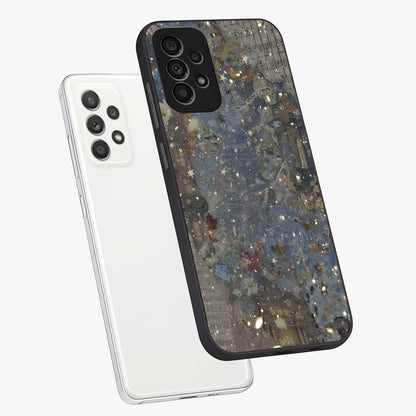 Aesthetic Astrolophia Glass Case displayed in angled mockup highlighting artistic aesthetic elements and smooth glass surface.