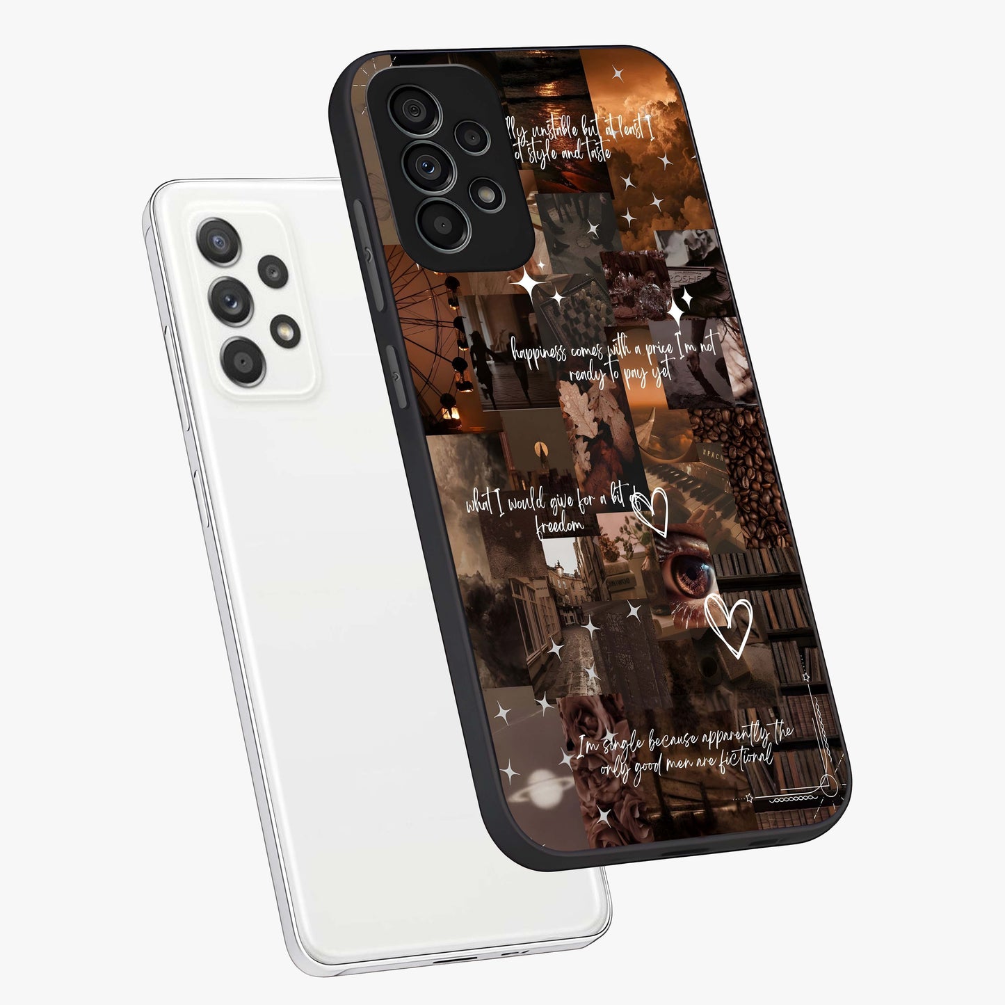 Bittersweet Aesthetic Chaos Glass Case displayed in angled mockup highlighting expressive abstract artwork and edgy aesthetic theme.