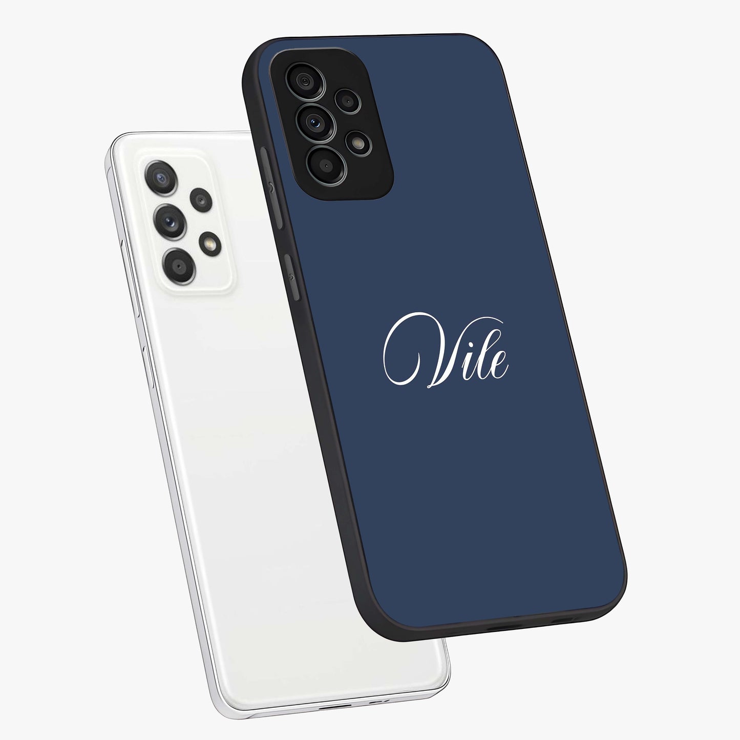 Blue Vintage Floral Pattern Glass Case showing flat back view with elegant vintage floral artwork and glossy glass finish.