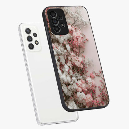 Blush Blossom Cloud Glass Case displayed in angled mockup highlighting soft cloud and blossom design with pastel aesthetic.