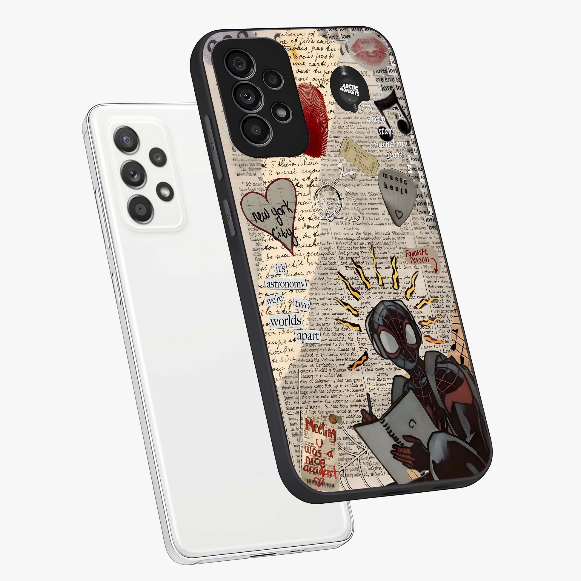 City Dream Sketch Glass Case displayed in angled mockup highlighting minimal city illustration with aesthetic sketch style.