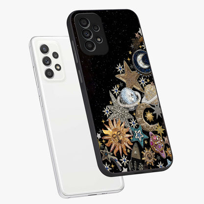 Cosmic Sparkle Dreams Glass Case displayed in angled mockup highlighting dreamy star sparkle design with celestial aesthetic.