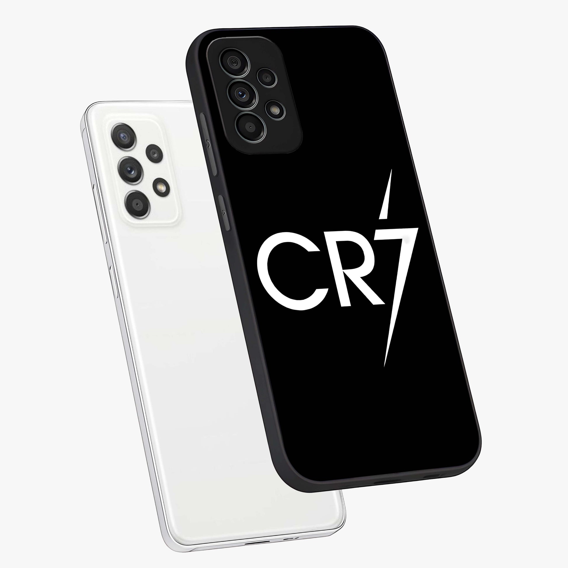 Cr7 Elite Strike Glass Case displayed in angled mockup highlighting powerful sports graphic with bold athletic theme.