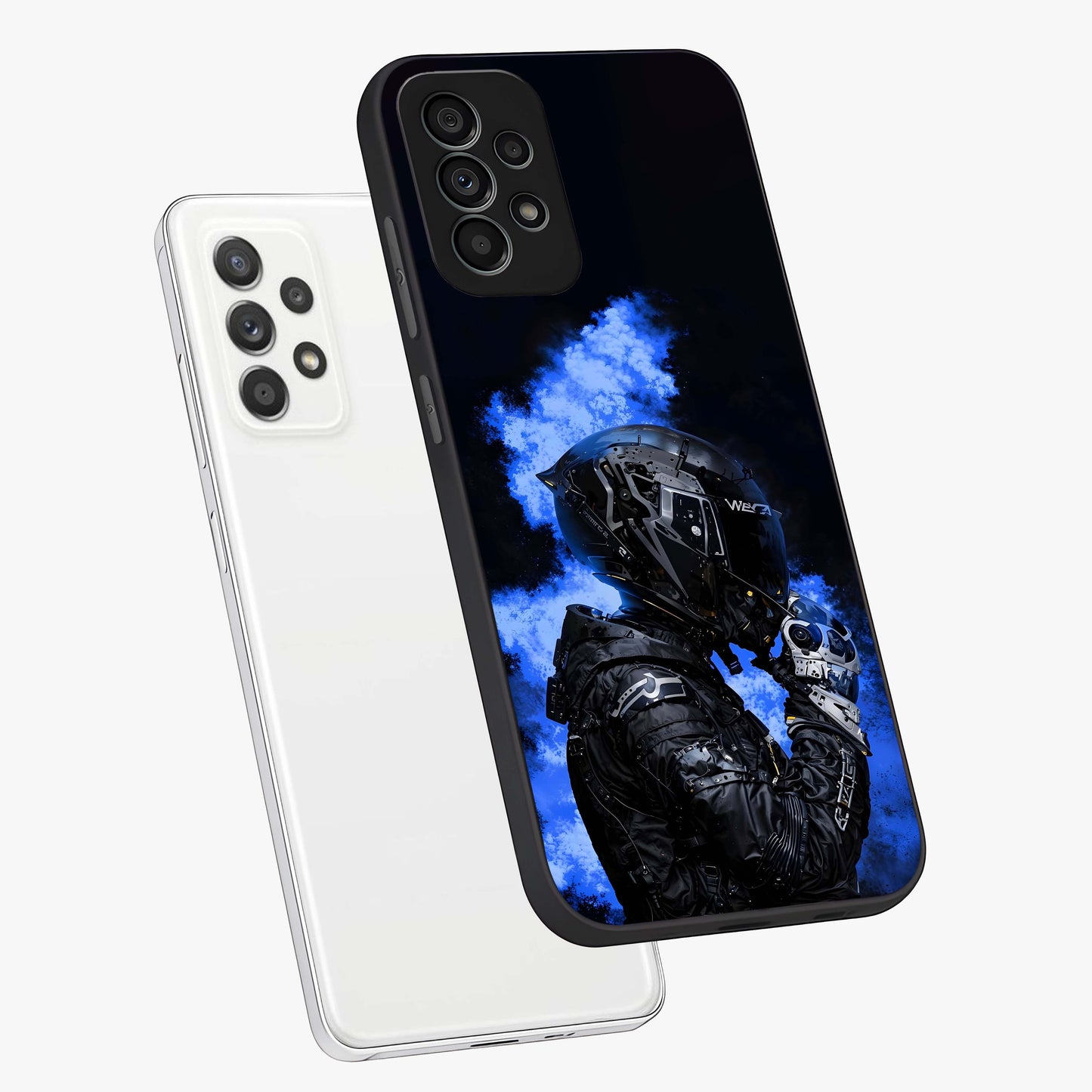 Cyber Sentinel Protocol Glass Case displayed in angled mockup highlighting digital cyber design with sci-fi aesthetic style.