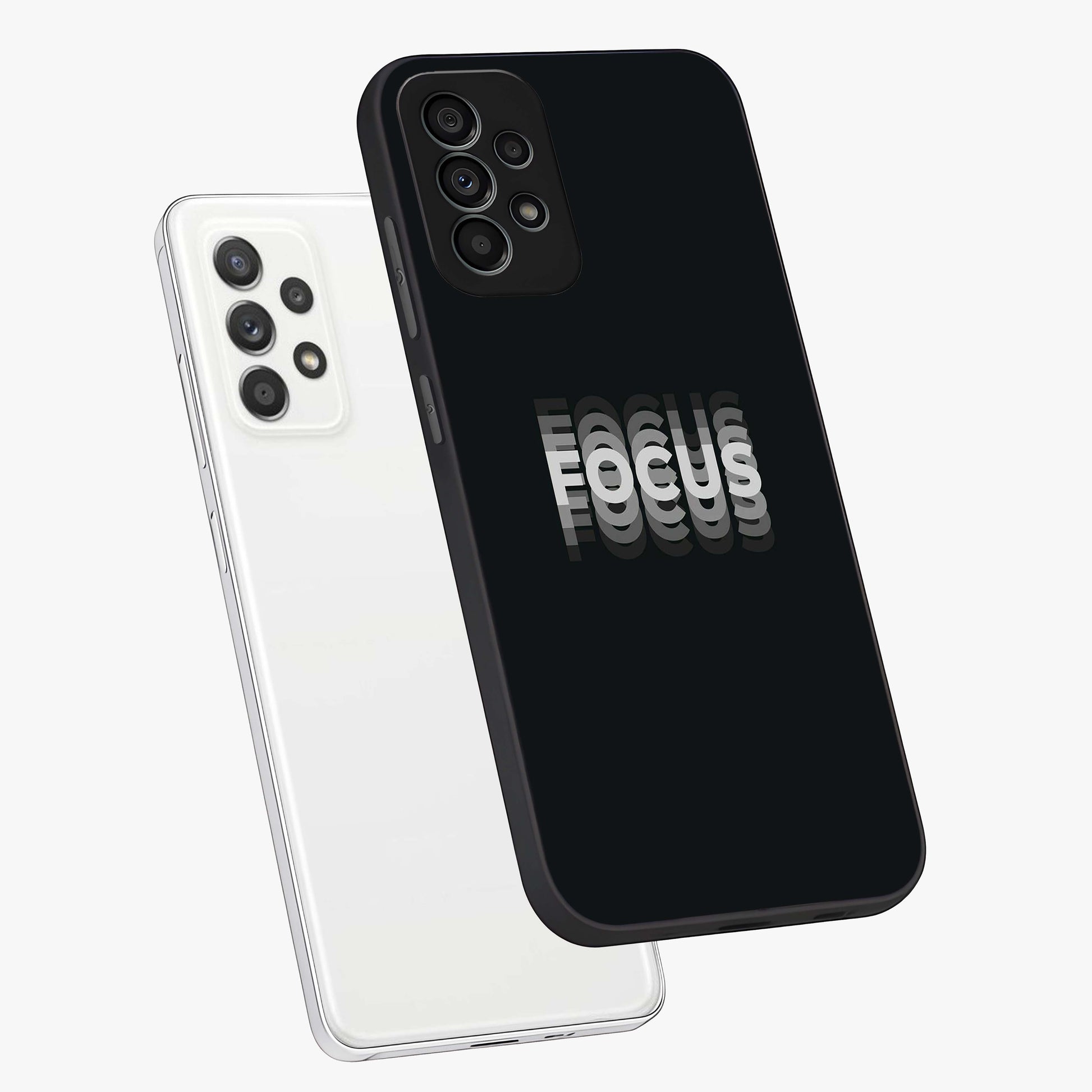 Focused Blade Discipline Glass Case displayed in angled mockup highlighting clean minimal text artwork with modern aesthetic style.