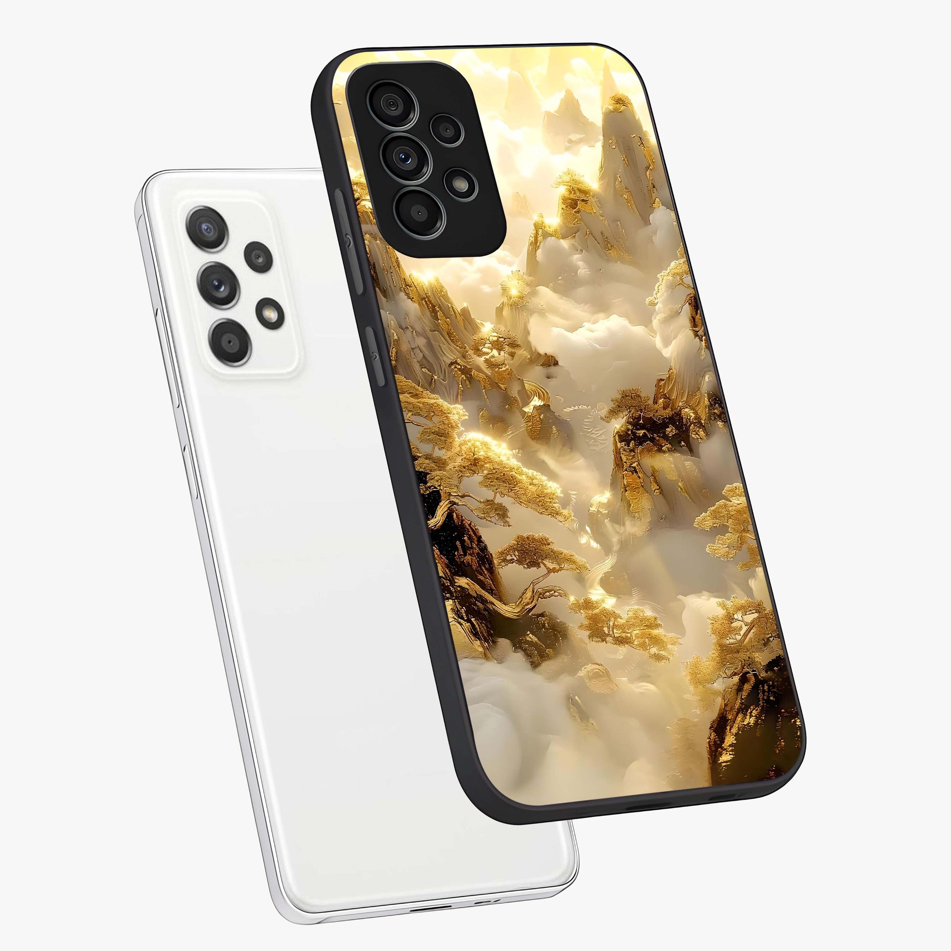 Gates Of Illumination Glass Case displayed in angled mockup highlighting radiant portal inspired design with fantasy aesthetic.