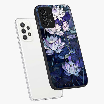 Gloss Petal Rush Glass Case displayed in angled mockup highlighting vibrant petal design with elegant floral aesthetic.