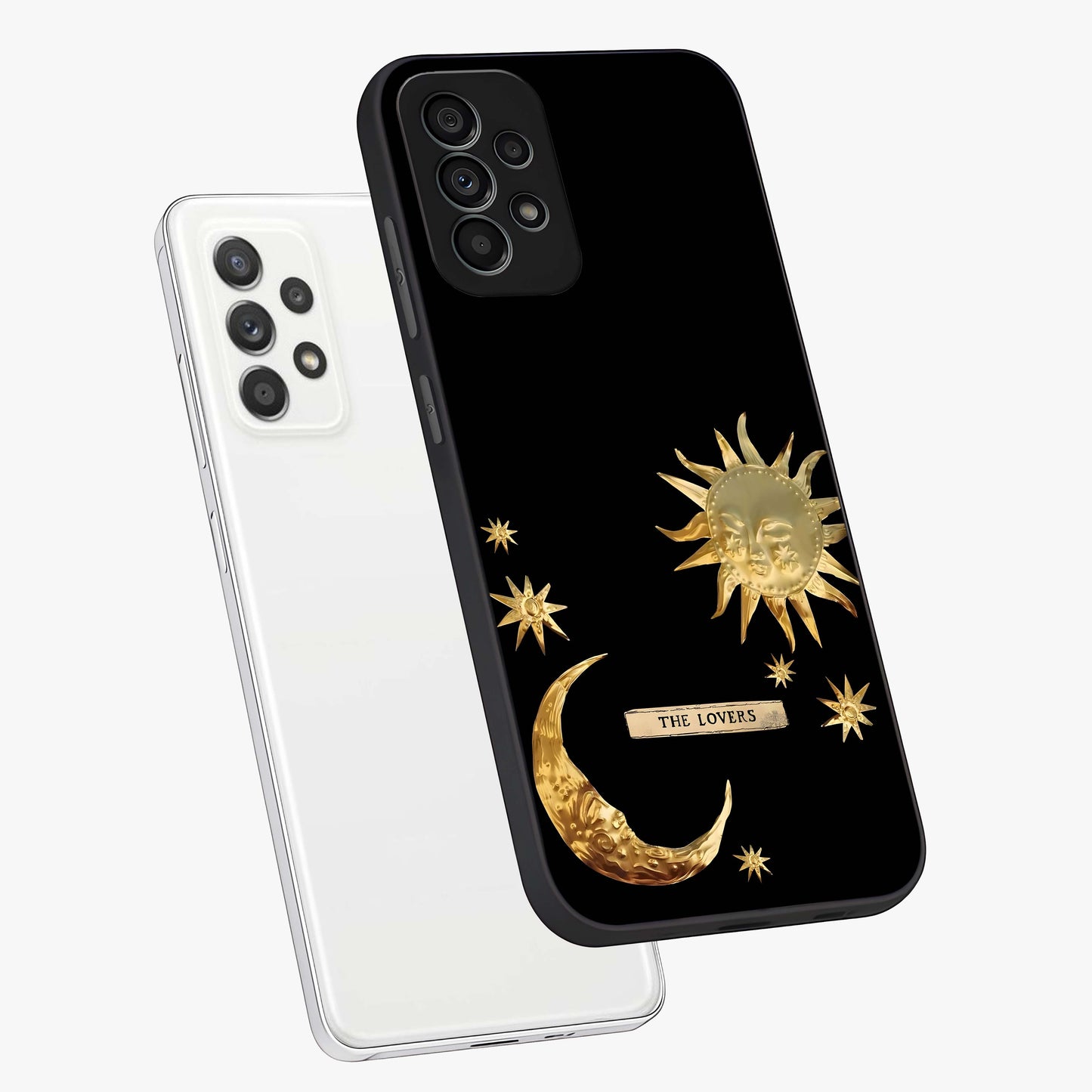 Gold Sun Blush Glass Case displayed in angled mockup highlighting radiant sun design with warm golden aesthetic.