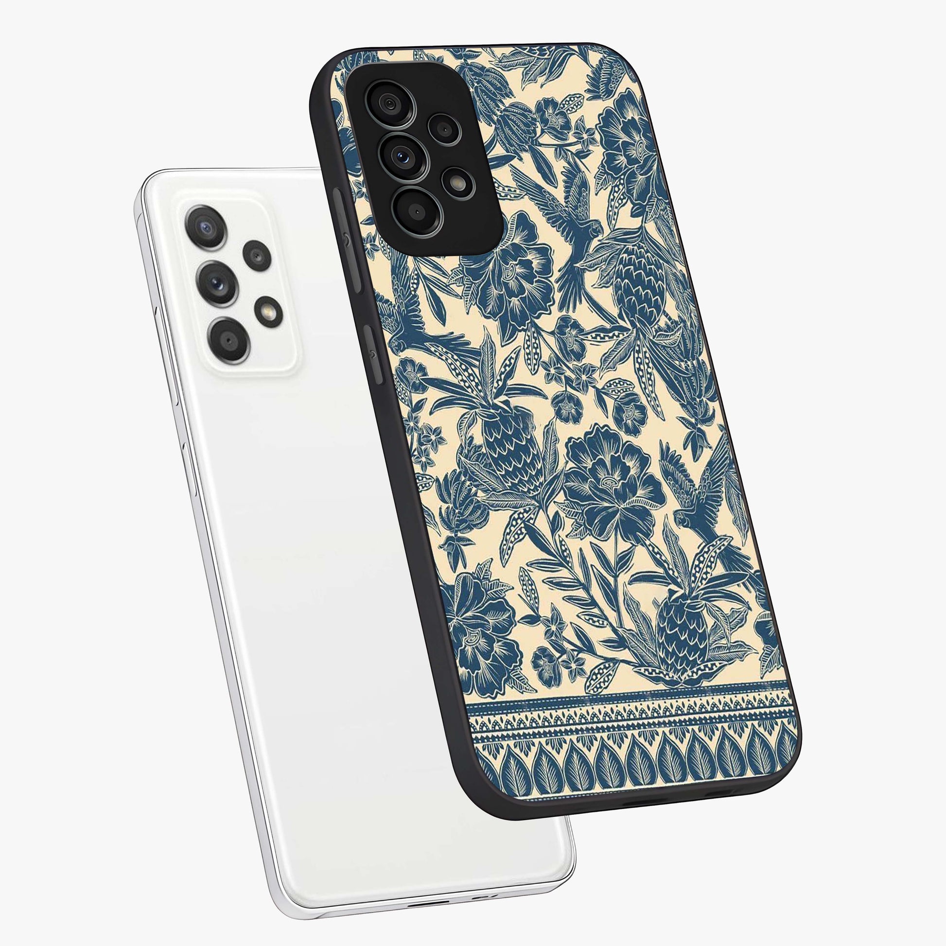Heirloom Wild Bloom Glass Case displayed in angled mockup highlighting botanical bloom design with classic aesthetic style.