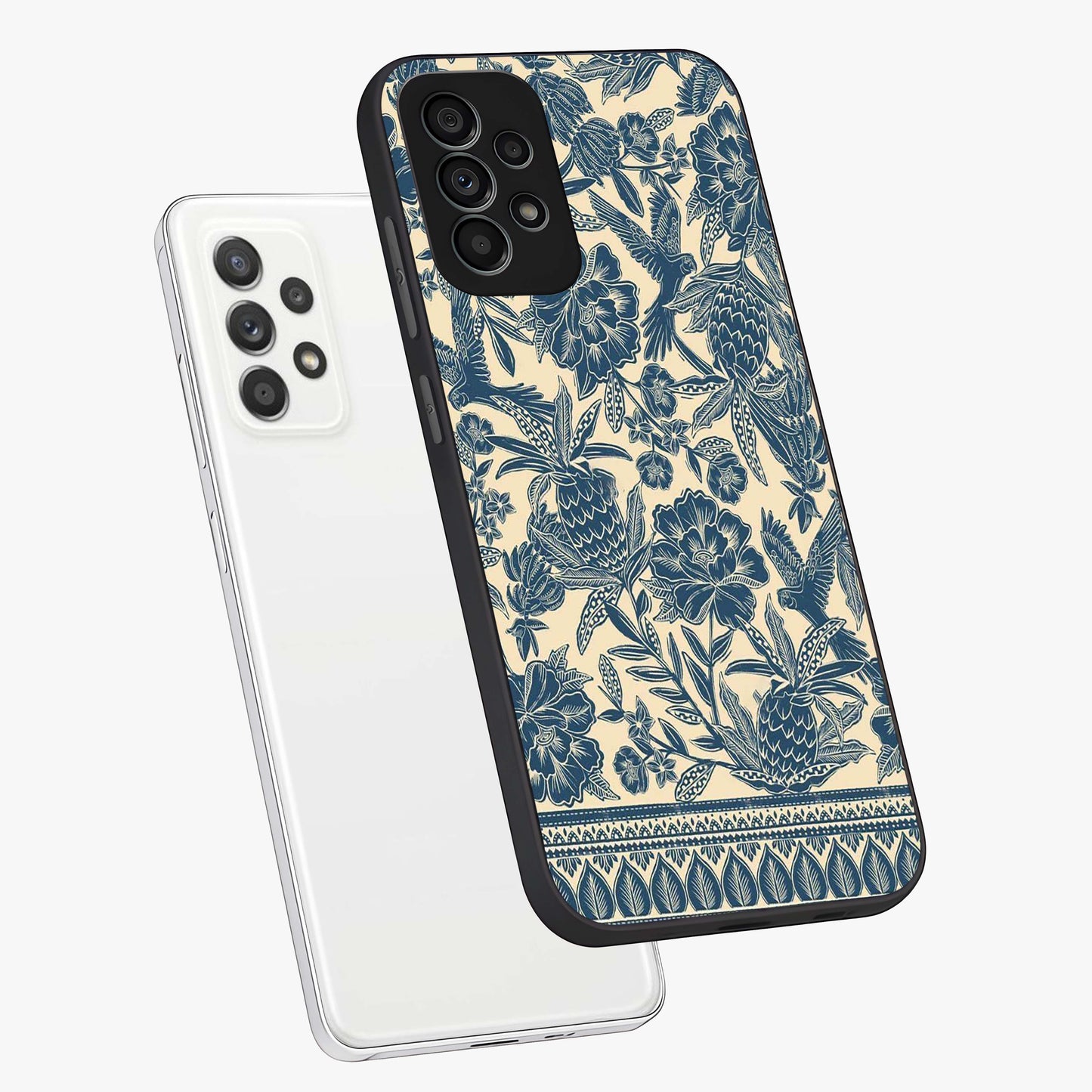 Heirloom Wild Bloom Glass Case displayed in angled mockup highlighting botanical bloom design with classic aesthetic style.