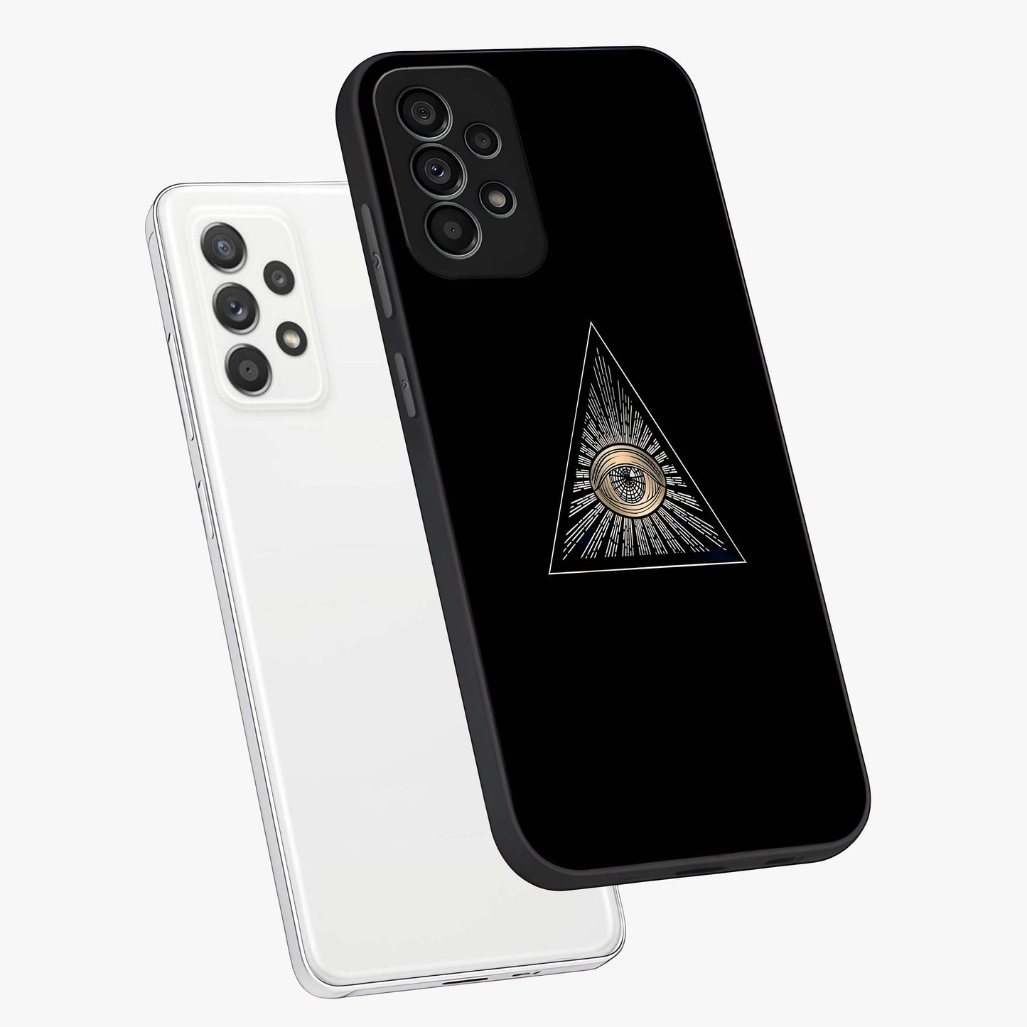 Illuminati Evil Glass Case displayed in angled mockup highlighting dark occult inspired design with bold aesthetic style.