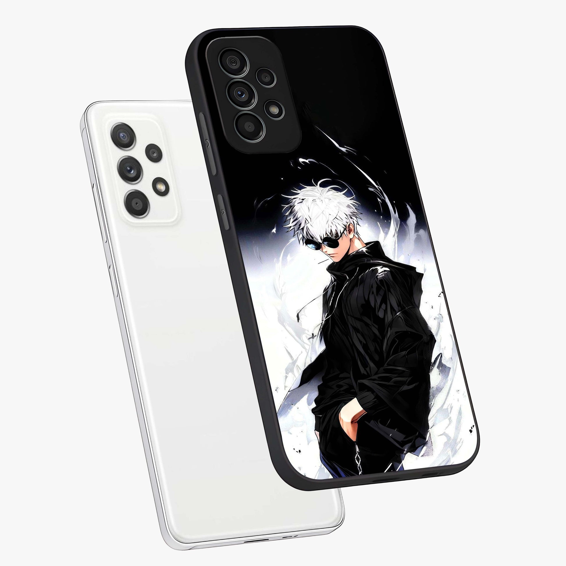 Limitless Shadow King Glass Case displayed in angled mockup highlighting dramatic dark hero design with intense aesthetic.