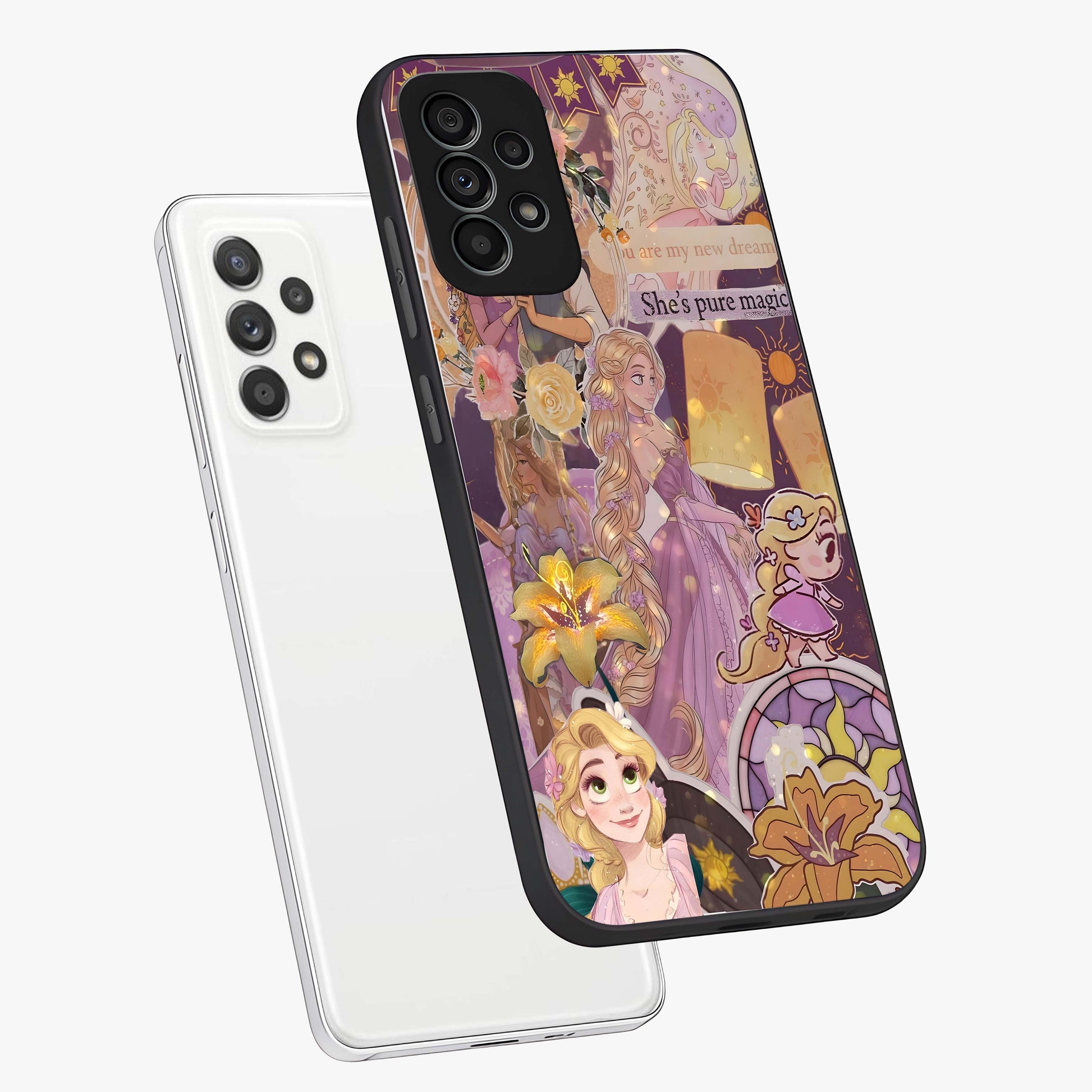 Magical Tangled Dream Glass Case displayed in angled mockup highlighting whimsical fantasy design with magical aesthetic.