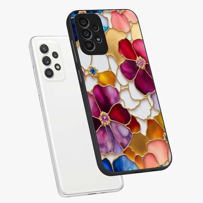 Marble Flower Pattern Glass Case displayed in angled mockup highlighting elegant marble floral design with modern aesthetic.