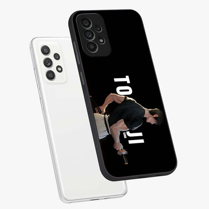 Midnight Blade Resolve Glass Case displayed in angled mockup highlighting powerful blade illustration with dramatic dark aesthetic.