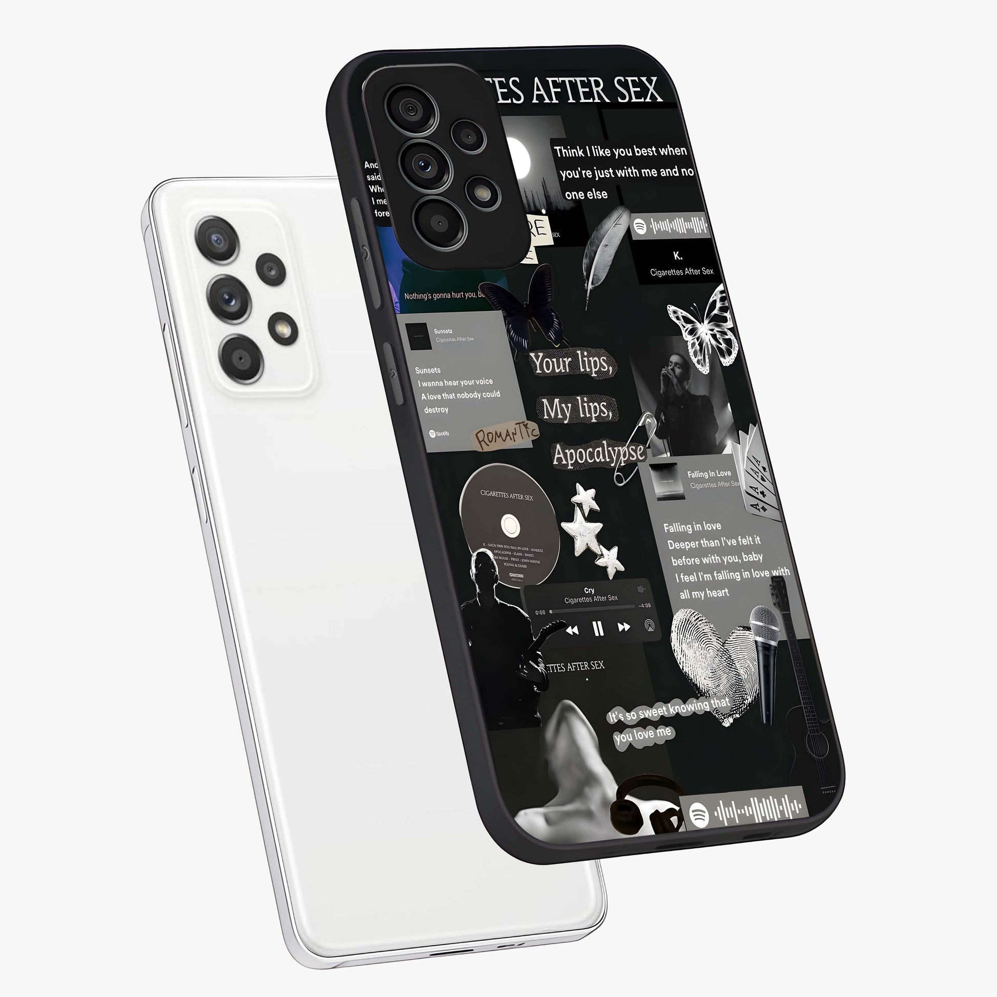Midnight Love Echo Glass Case displayed in angled mockup highlighting elegant love inspired design with deep aesthetic style.