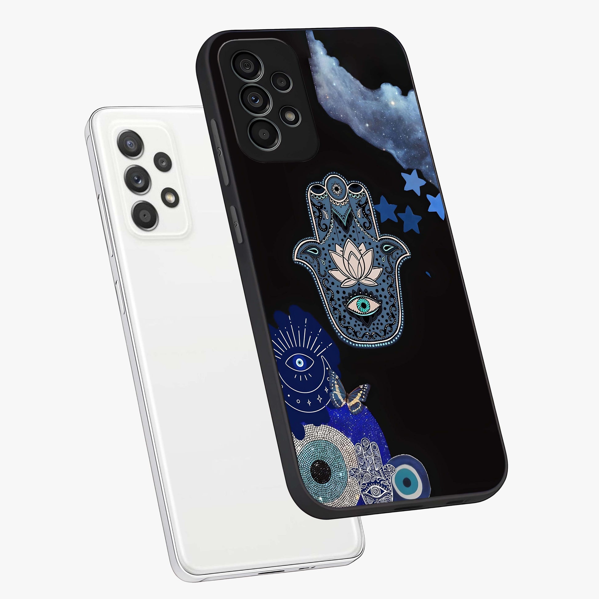 Mystic Hand Aura Glass Case displayed in angled mockup highlighting magical aura design with spiritual aesthetic style.