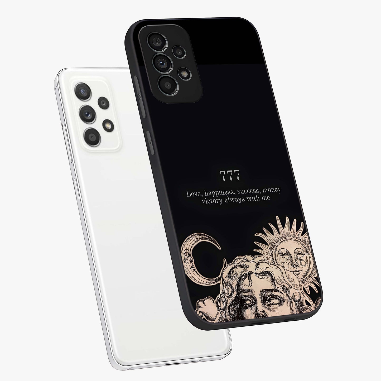 Mystic Victory Aura Glass Case displayed in angled mockup highlighting energetic aura design with bold mystical aesthetic.