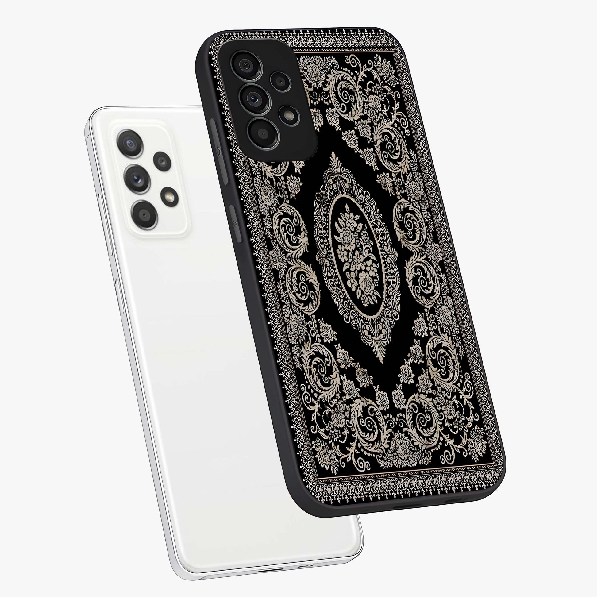 Noir Bloom Elegance Glass Case displayed in angled mockup highlighting refined flower design with stylish noir aesthetic.