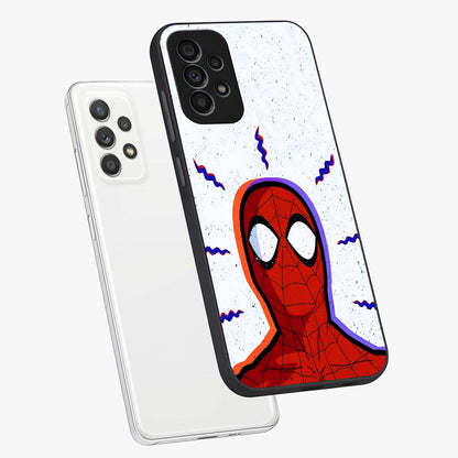 Omg Spiderman Glass Case displayed in angled mockup highlighting dynamic hero illustration with action comic aesthetic.