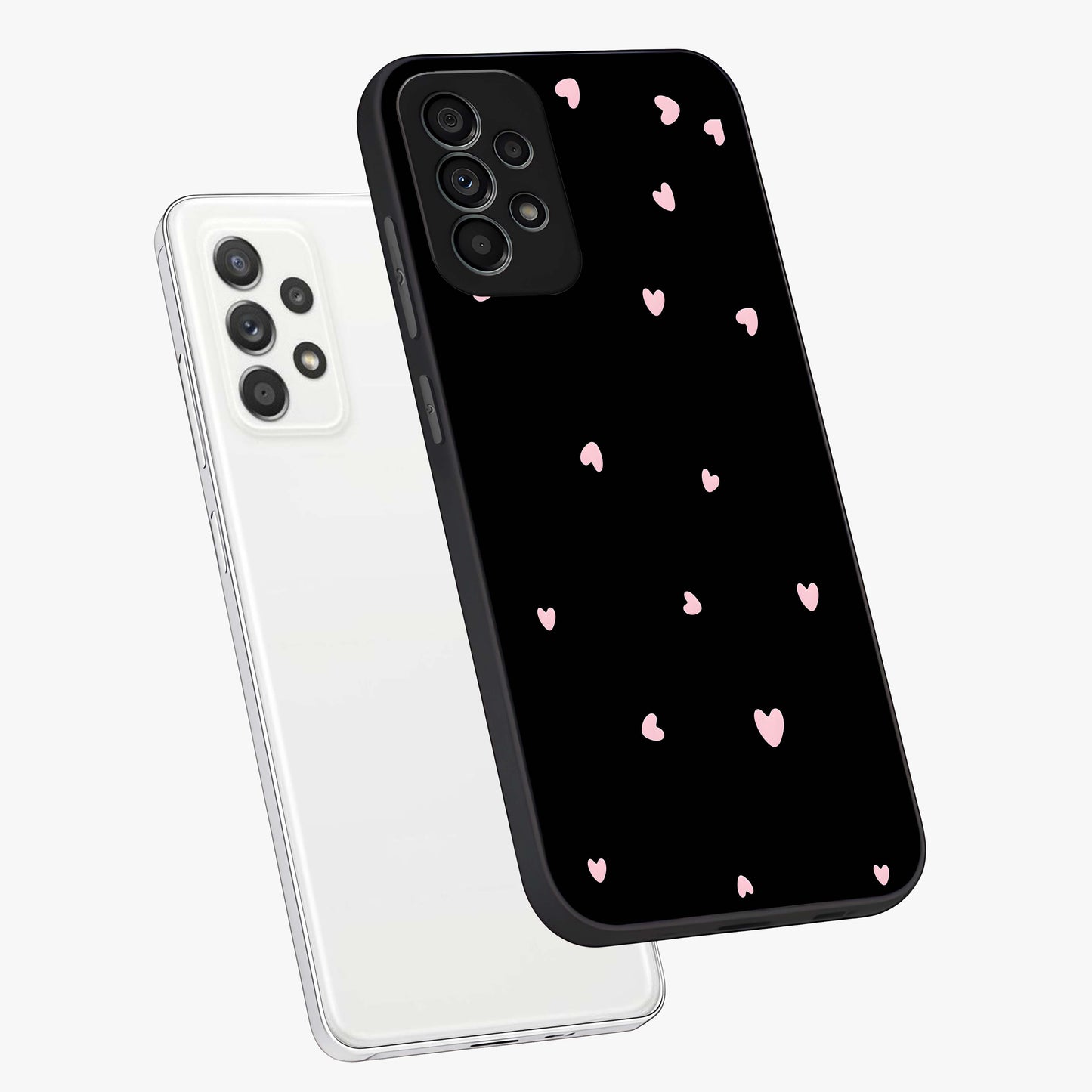 Pink Love Drops Glass Case displayed in angled mockup highlighting cute love drop design with vibrant pink aesthetic.
