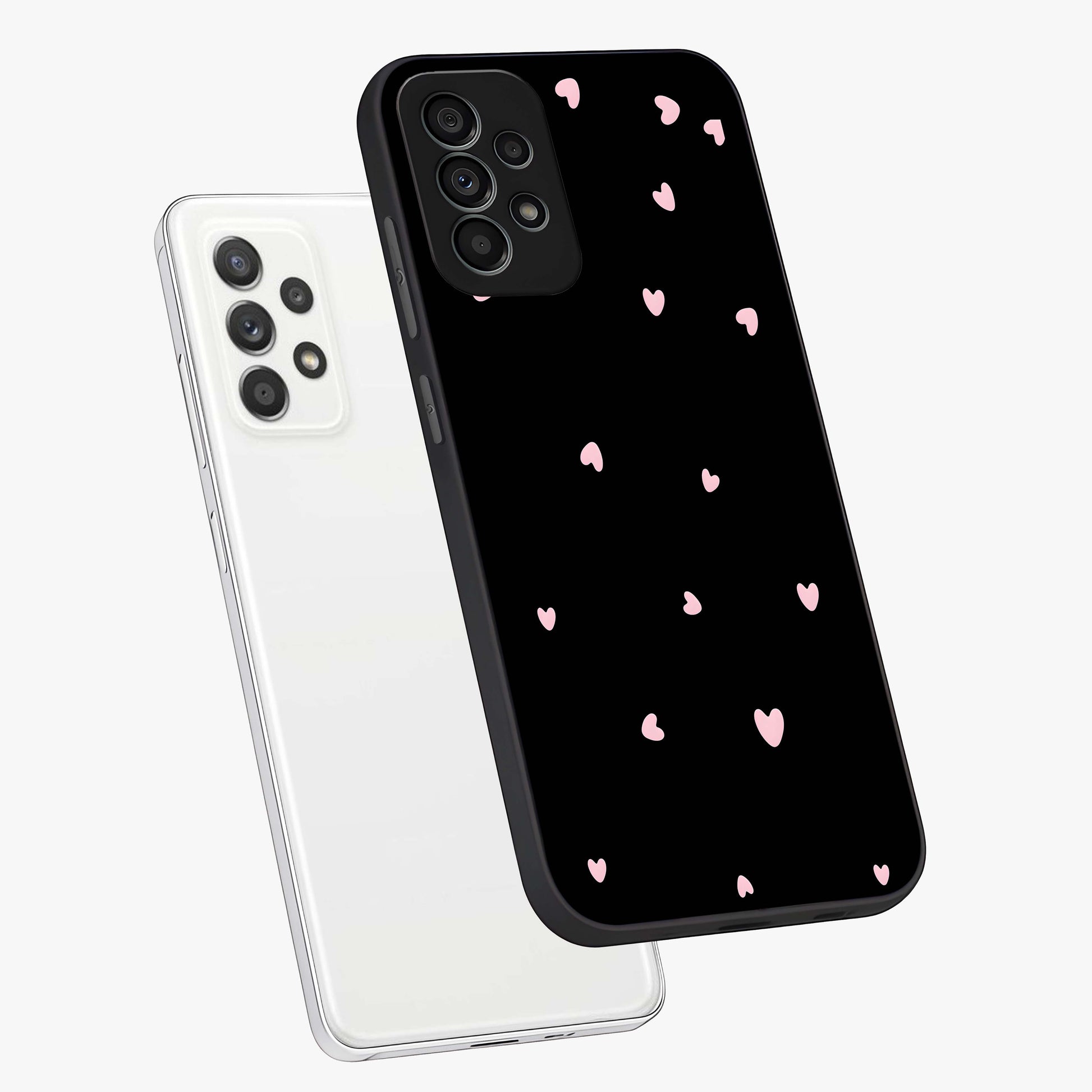 Pink Love Drops Glass Case displayed in angled mockup highlighting cute love drop design with vibrant pink aesthetic.