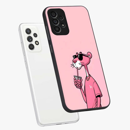 Pink Panther Glass Case displayed in angled mockup highlighting playful cartoon character design with vibrant pink aesthetic.
