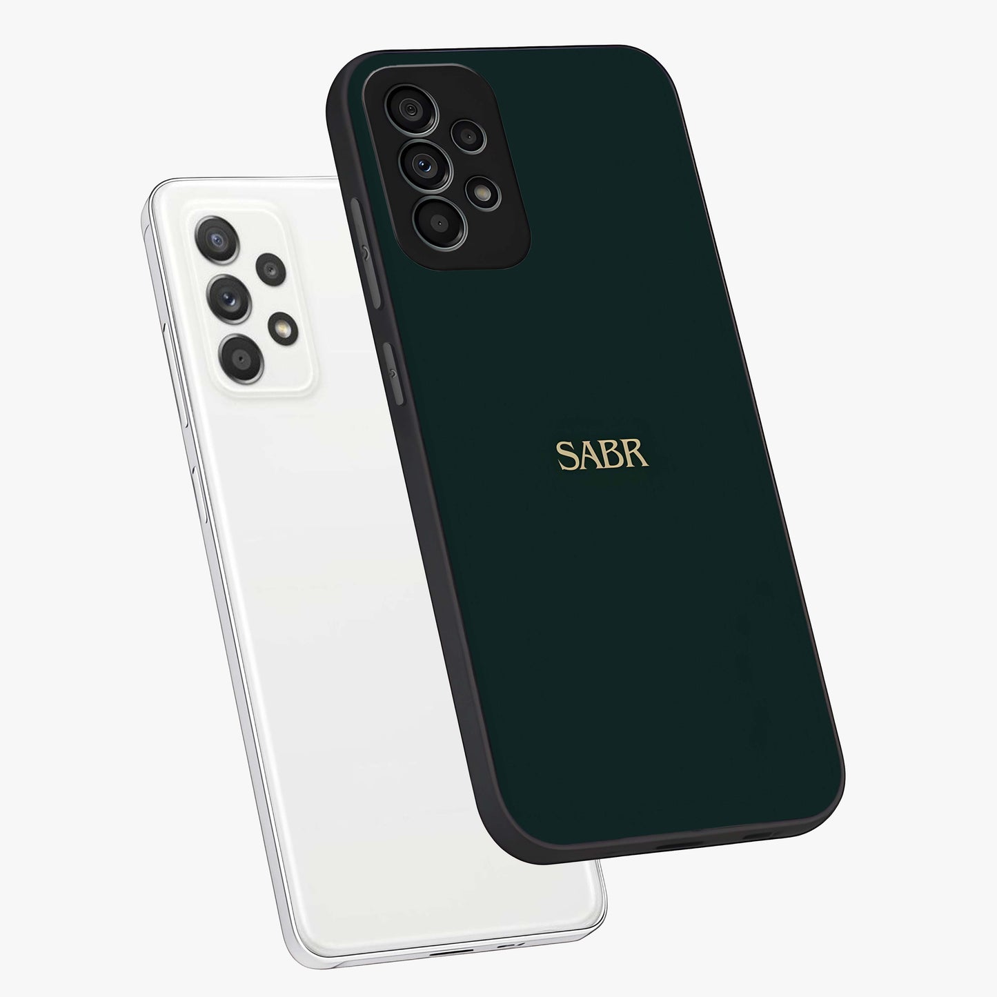 Sabr Minimal Patience Glass Case displayed in angled mockup highlighting simple inspirational design with clean aesthetic style.