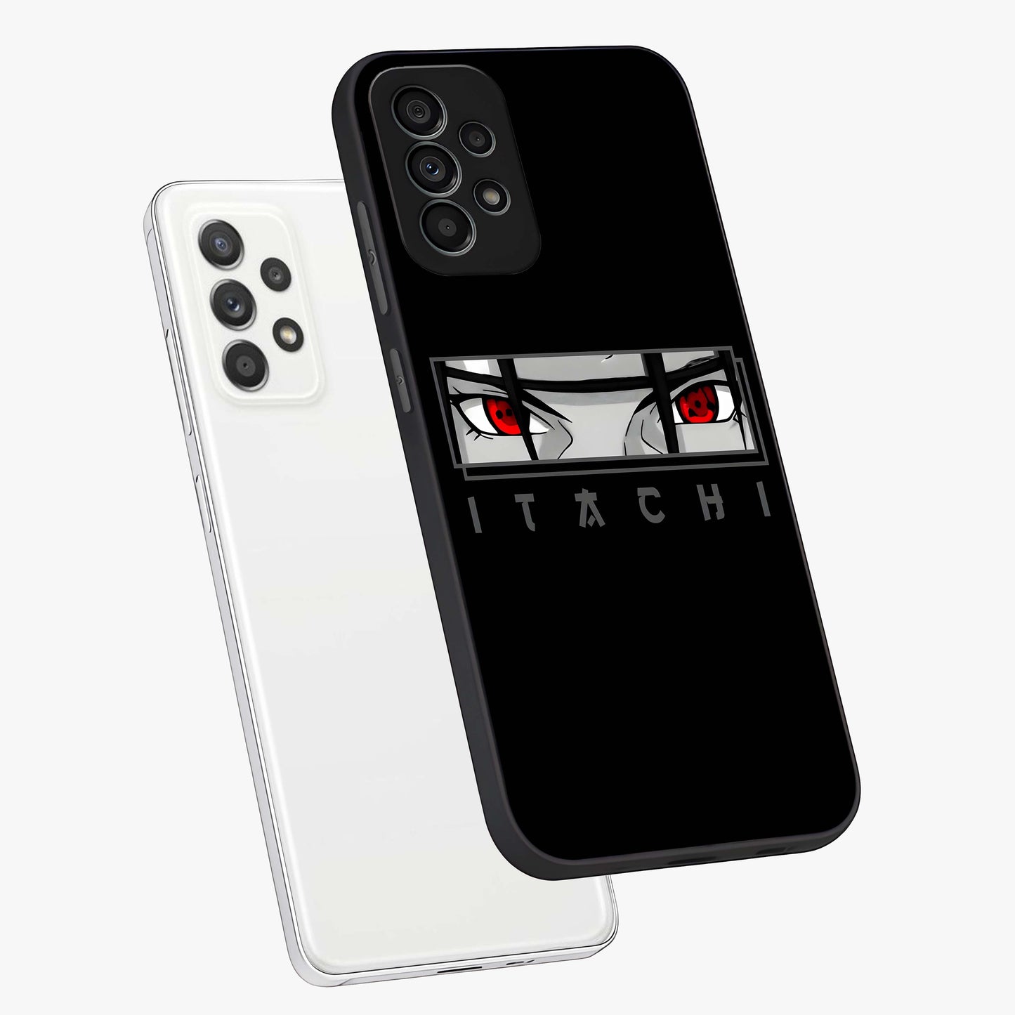 Scarlet Gaze Dominance Glass Case displayed in angled mockup highlighting intense visual design with bold scarlet aesthetic.