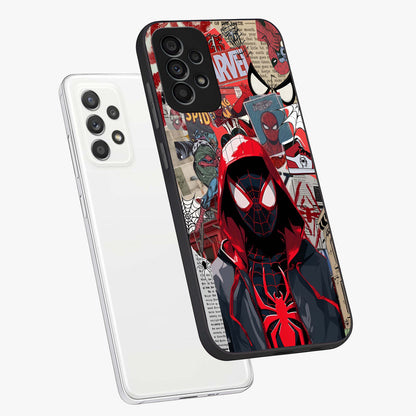 Spider Collage Street Glass Case displayed in angled mockup highlighting dynamic street style collage design with comic aesthetic.