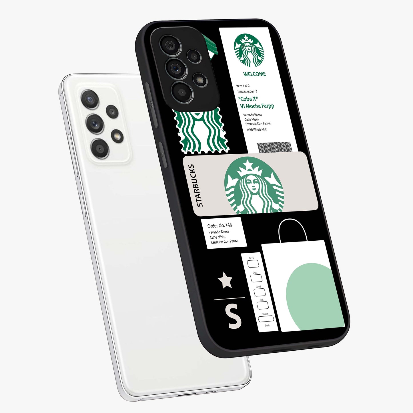 Starbucks Mocha Glass Case displayed in angled mockup highlighting stylish mocha themed design with cozy café aesthetic.